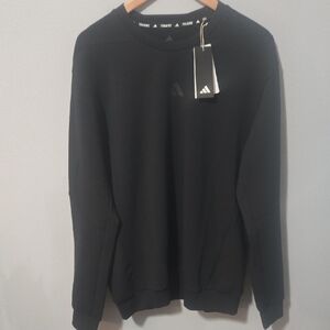 NWT: Adidas Men's Classic Black Crewneck Sweater In Size Large